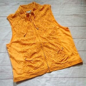 Coldwater Creek Apricot Eyelet Zip Vest